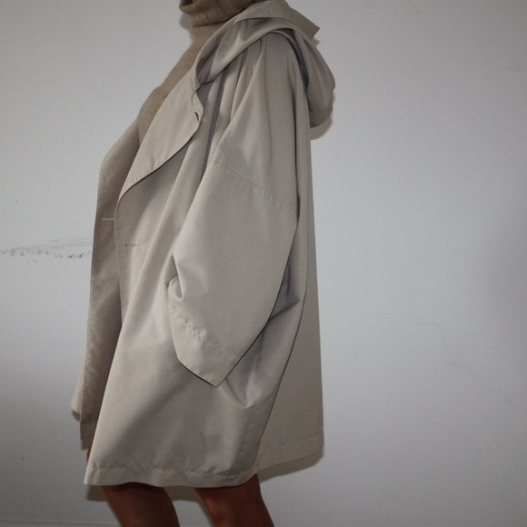 VTG 90s United Colors of Benetton Cream Barrel Spring Coat Size IT38 - Picture 5 of 9